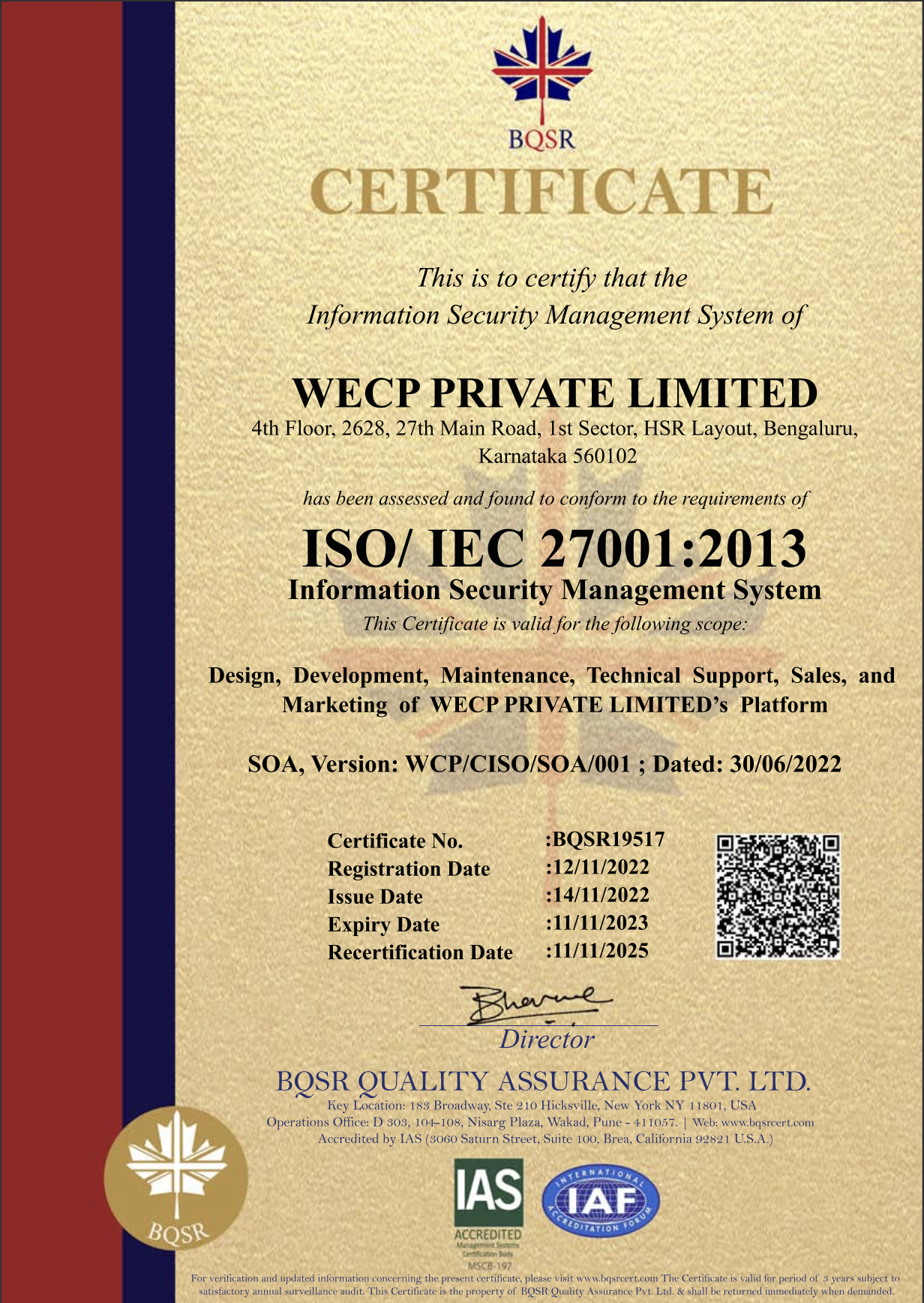WeCP ISO Certification